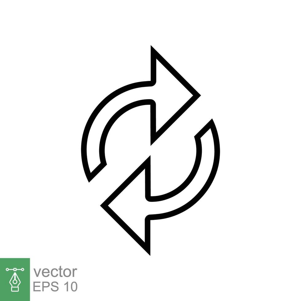 Double reverse arrow, replace icon. Simple outline style. Transfer, switch, swap, flip, change, exchange linear sign on white background. Thin line vector illustration. EPS 10.