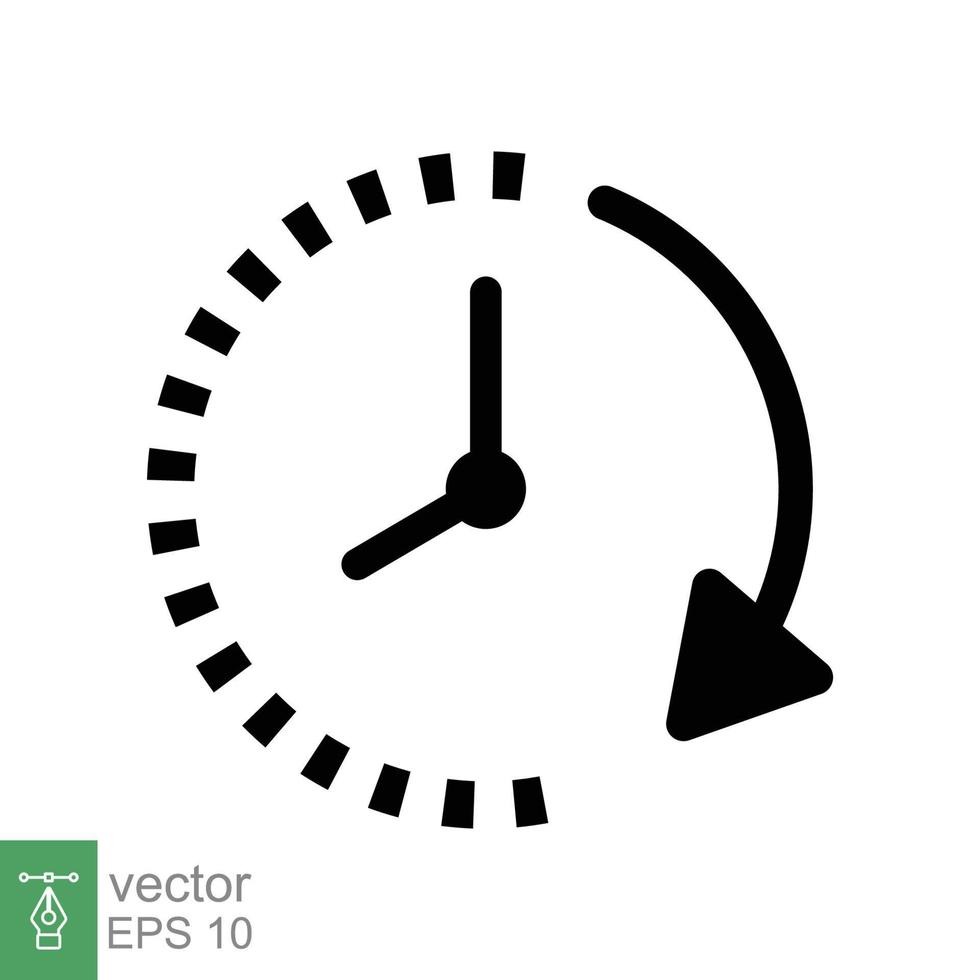 icono de paso del tiempo. estilo de esquema simple. reloj con flecha redonda, temporizador de cuenta regresiva, en el sentido de las agujas del reloj, diseño plano, símbolo de línea de reloj circular. ilustración vectorial aislado sobre fondo blanco. eps 10. vector