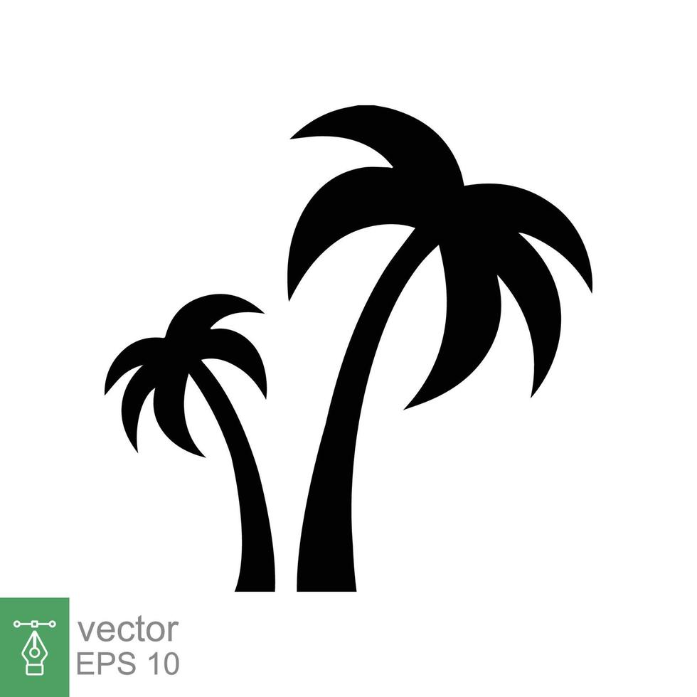 Palm tree icon. Simple solid style. Coconut, palmetto, tropical island tree, silhouette palmtree symbol. Glyph vector illustration isolated on white background. EPS 10.