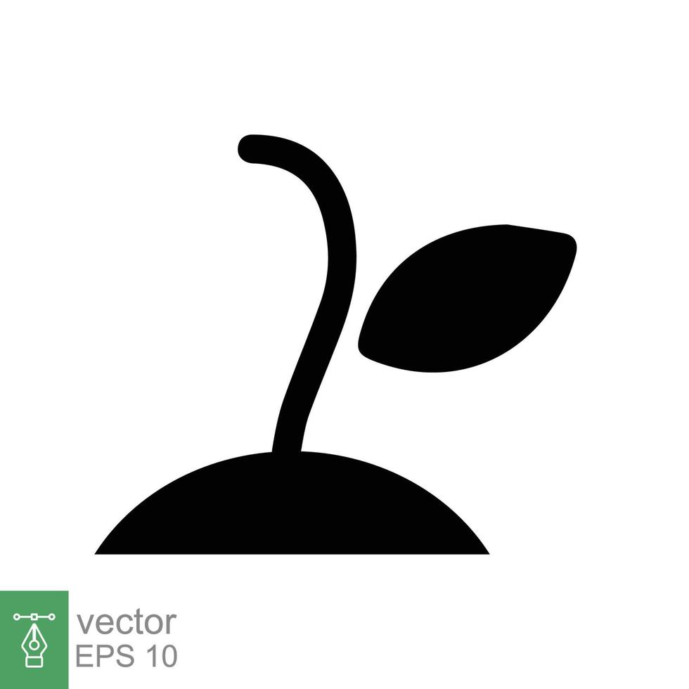 Seedling icon. Simple flat style. Seed, sapling, plant sprout, small tree growth, leaf, eco concept. Solid, glyph symbol. Vector illustration design isolated on white background. EPS 10.