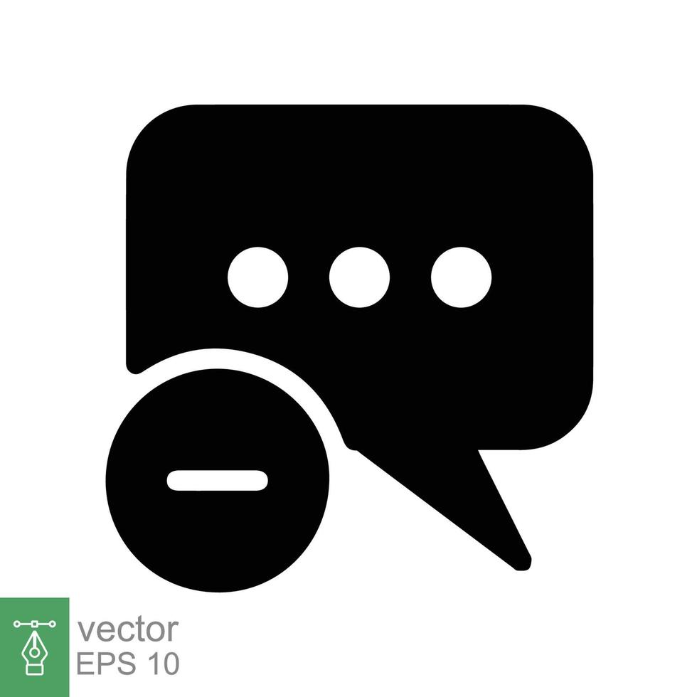 Cancel comment icon. Simple flat style. Remove, delete chat box, speech bubble with cross symbol, communication concept. Vector illustration isolated on white background. EPS 10.
