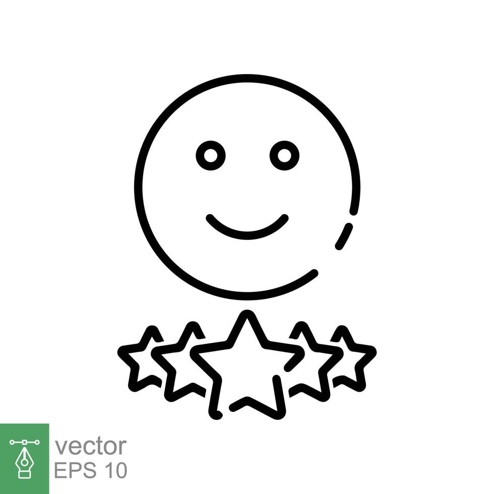 Customer review icon. Simple outline style. 5 stars rate, quality rating, five stars line symbol, best service, customer satisfaction. Vector illustration isolated on white background. EPS 10.