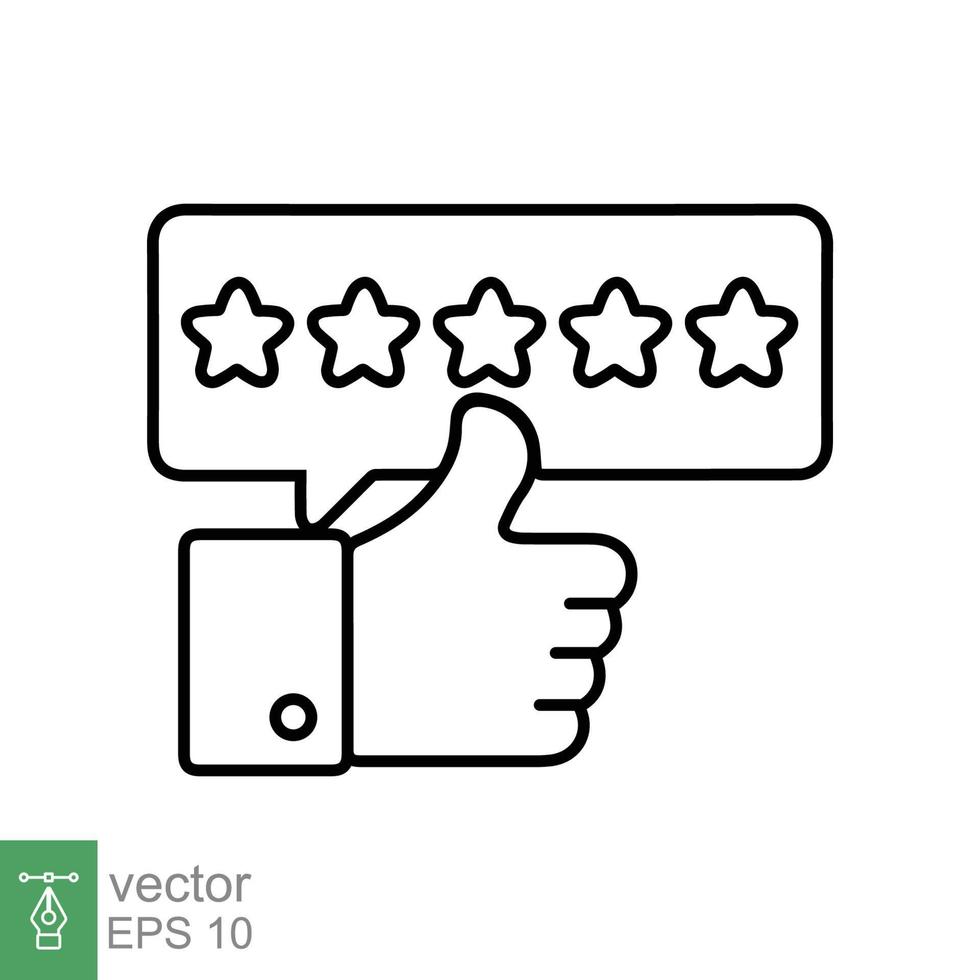 icono de revisión del cliente. estilo de esquema simple. Tasa de 5 estrellas, calificación de calidad, símbolo de línea de cinco estrellas, mejor servicio, satisfacción del cliente. ilustración vectorial aislado sobre fondo blanco. eps 10. vector