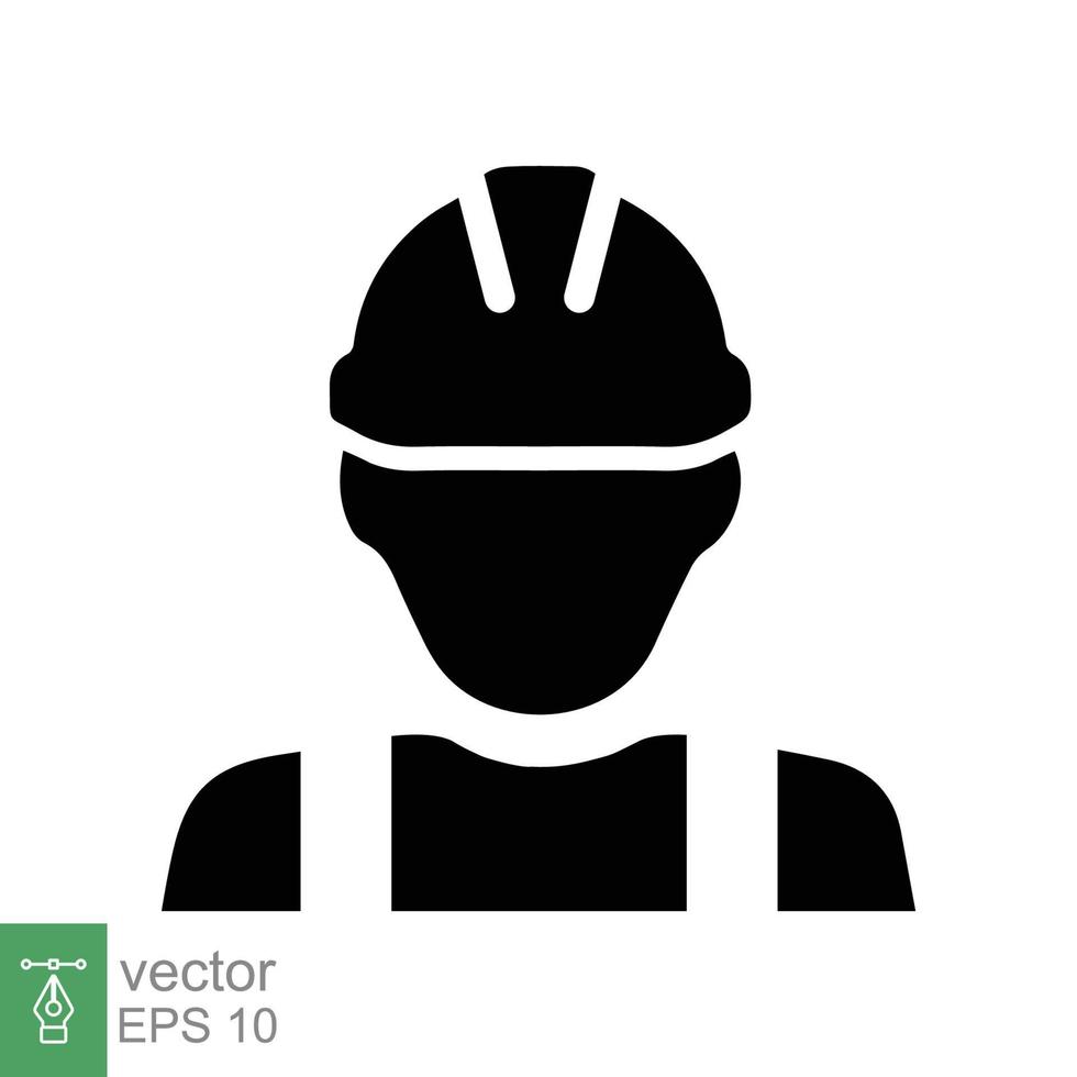 Construction worker icon. Simple flat style. Worker hat, contractor hard helmet, builder man, hardhat, safety concept. Vector illustration isolated on white background. EPS 10.