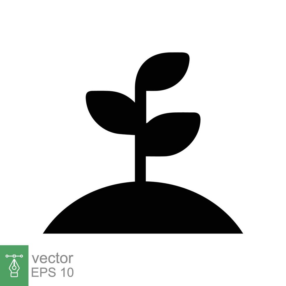 Seedling icon. Simple flat style. Seed, sapling, plant sprout, small tree growth, leaf, eco concept. Solid, glyph symbol. Vector illustration design isolated on white background. EPS 10.