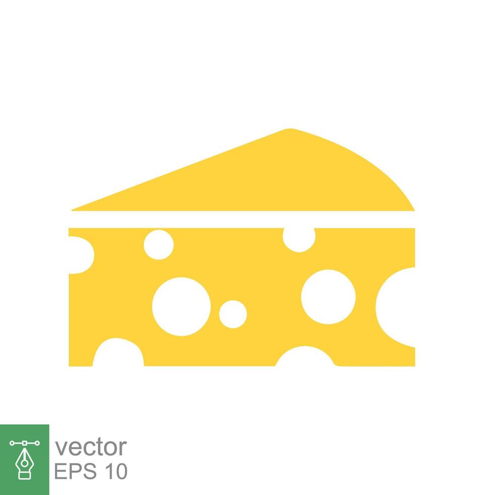 Cheese icon. Simple flat style. Slice of cheese, yellow piece of cheddar cheese, food concept. Vector illustration isolated on white background. EPS 10.