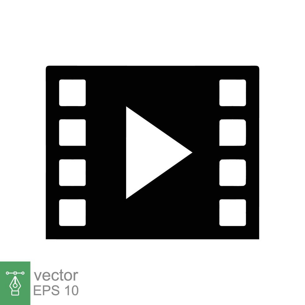 Movie, play video icon. Film reel, cinema script tape, strip, roll, filmstrip, entertainment concept. Simple flat style. Vector illustration isolated on white background. EPS 10.