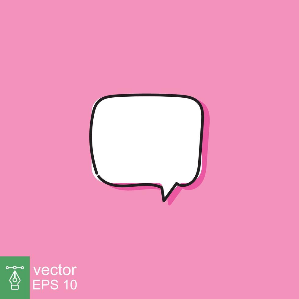 Cloud cartoon speech bubble icon. Simple flat style. Hand drawn, doodle, communication concept. Vector illustration isolated on pink background. EPS 10.