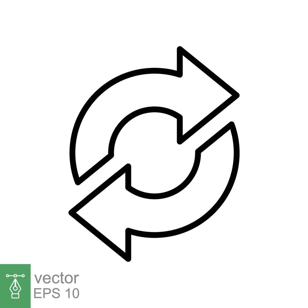 Double reverse arrow, replace icon. Simple outline style. Transfer, switch, swap, flip, change, exchange linear sign on white background. Thin line vector illustration. EPS 10.