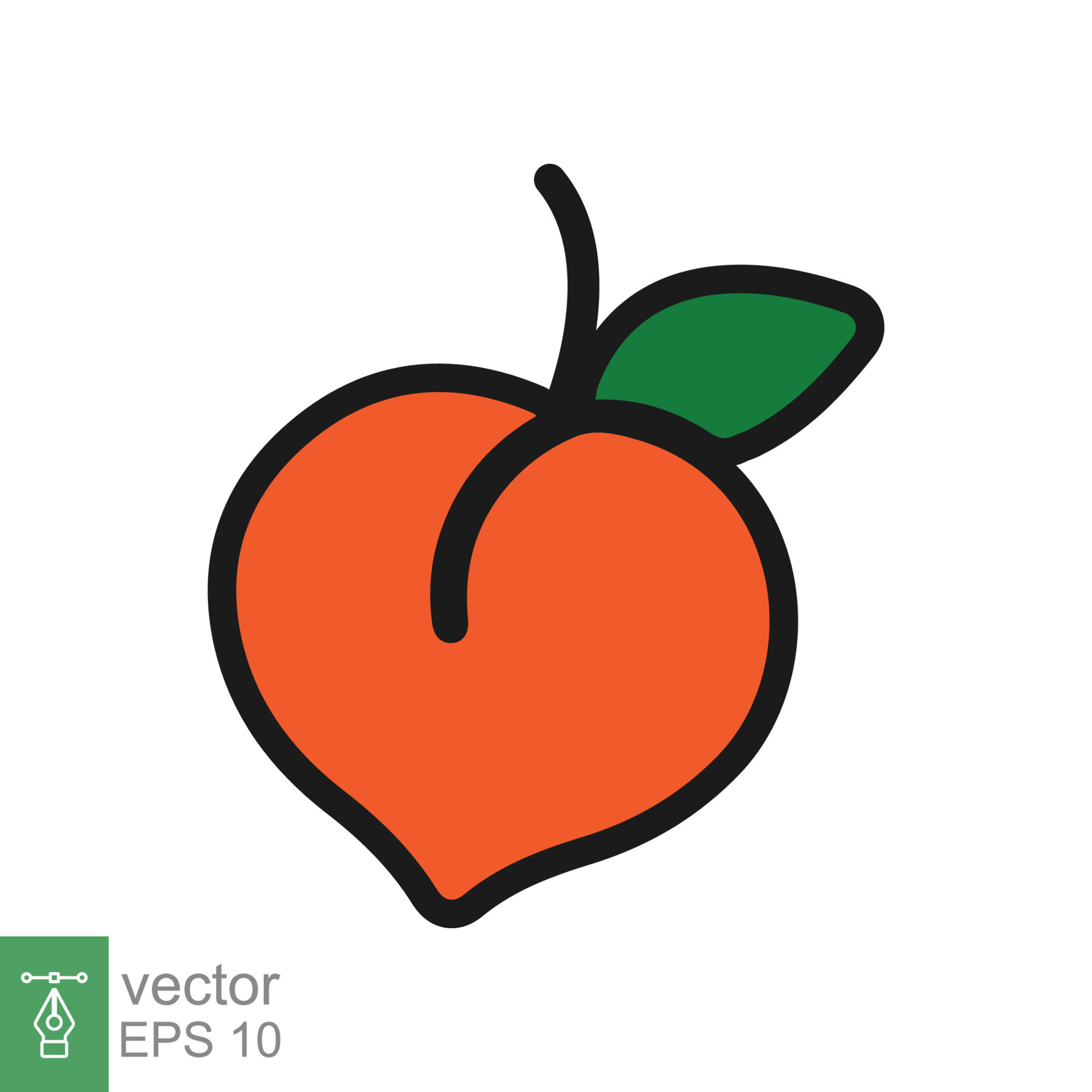 Peach icon. Simple filled outline style. Fresh orange peaches with