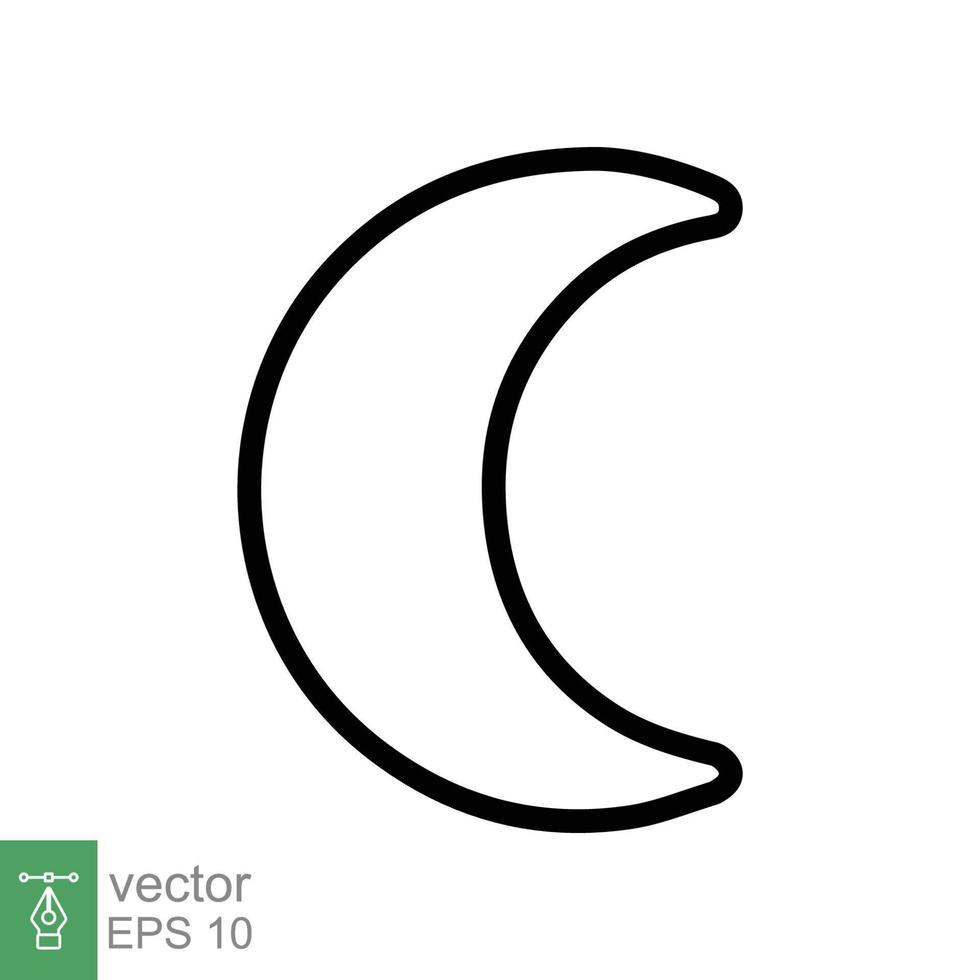 Moon icon. Simple outline style. Half moon, crescent, moon star, light