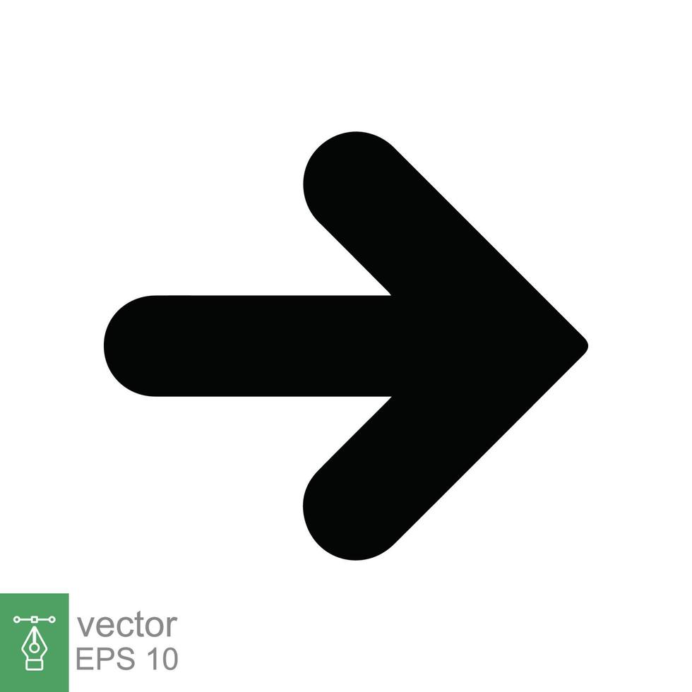 icono de flecha estilo plano sencillo. flecha derecha redonda, botón de