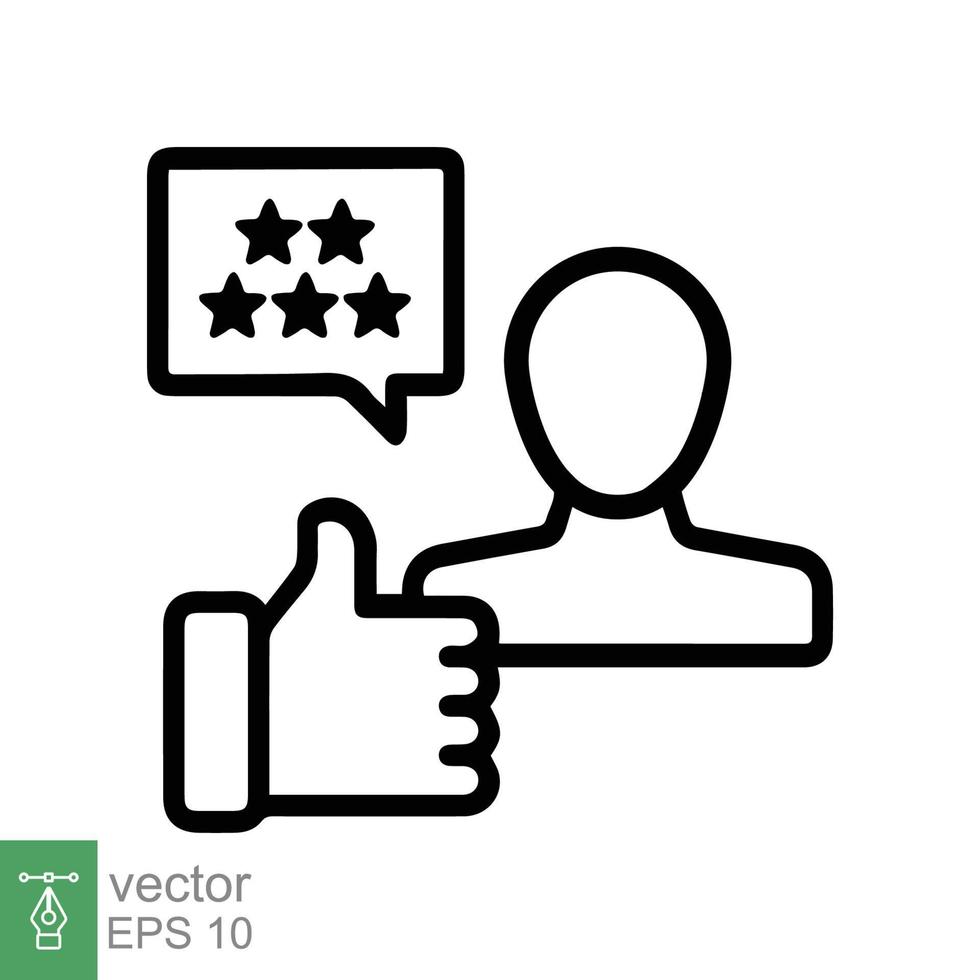 Customer review icon. Simple outline style. 5 stars rate, quality rating, five stars line symbol, best service, customer satisfaction. Vector illustration isolated on white background. EPS 10.