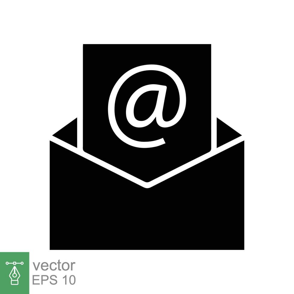 icono de correo electrónico. estilo sólido simple. correo, sobre, boletín, recepción y envío de cartas, concepto de comunicación. símbolo de correo electrónico. ilustración de vector de glifo aislado sobre fondo blanco. eps 10.