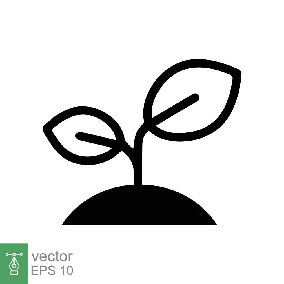 Seedling icon. Simple flat style. Seed, sapling, plant sprout, small tree growth, leaf, eco concept. Solid, glyph symbol. Vector illustration design isolated on white background. EPS 10.