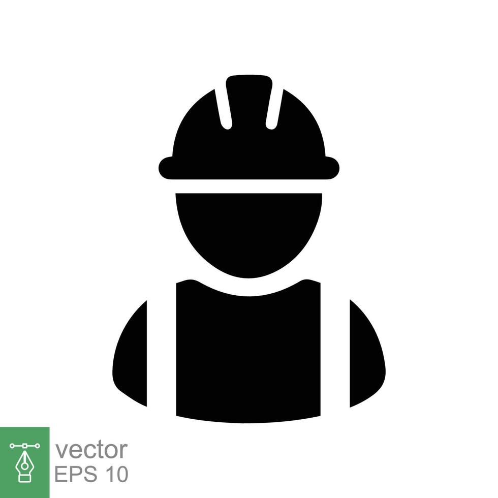 Construction worker icon. Simple flat style. Worker hat, contractor hard helmet, builder man, hardhat, safety concept. Vector illustration isolated on white background. EPS 10.