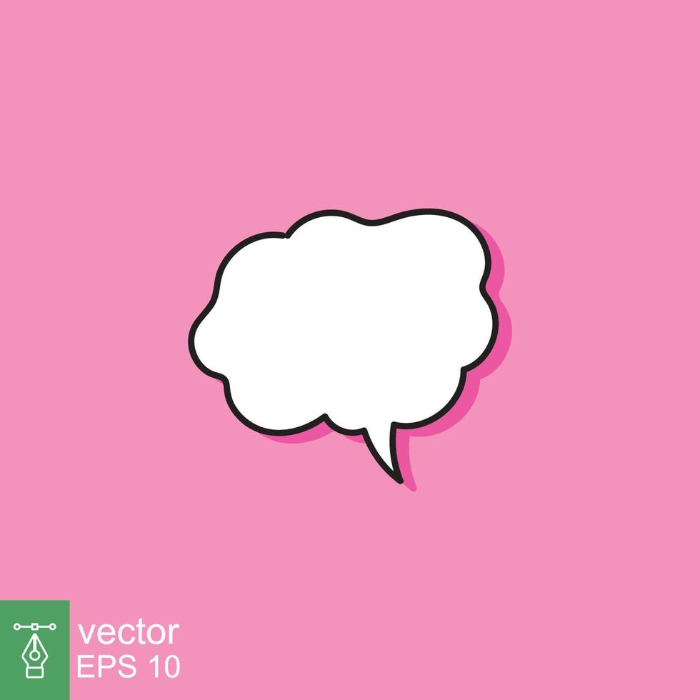 Cloud cartoon speech bubble icon. Simple flat style. Hand drawn, doodle, communication concept. Vector illustration isolated on pink background. EPS 10.