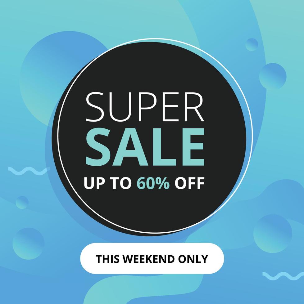 Super sale banner, discount price up to 60 off, this weekend only, mega event, flyer template for business promotion and social media promo. Vector design illustration EPS 10.
