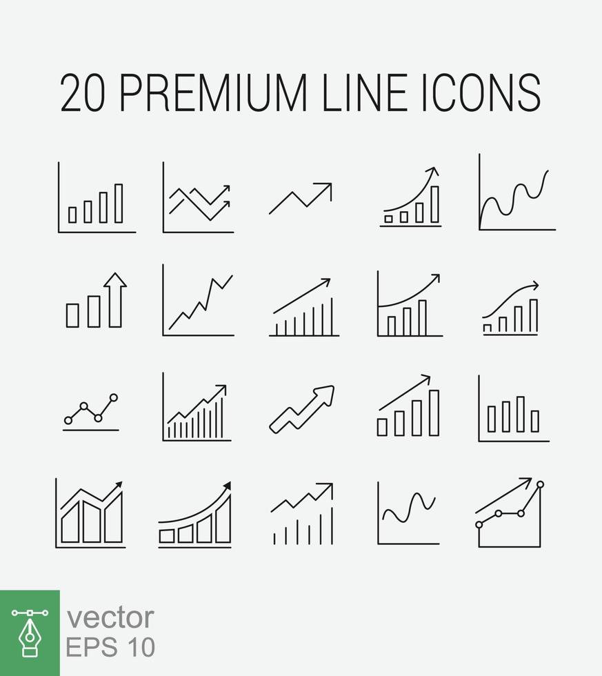 Growth related vector icon set. Well-crafted sign in thin line style. Vector symbols isolated on a white background. Simple pictograms. EPS 10.