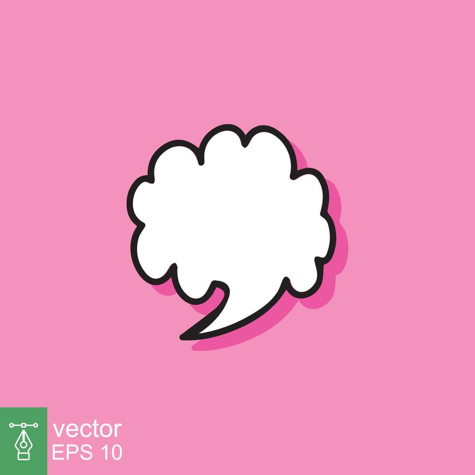 Cloud cartoon speech bubble icon. Simple flat style. Hand drawn, doodle, communication concept. Vector illustration isolated on pink background. EPS 10.