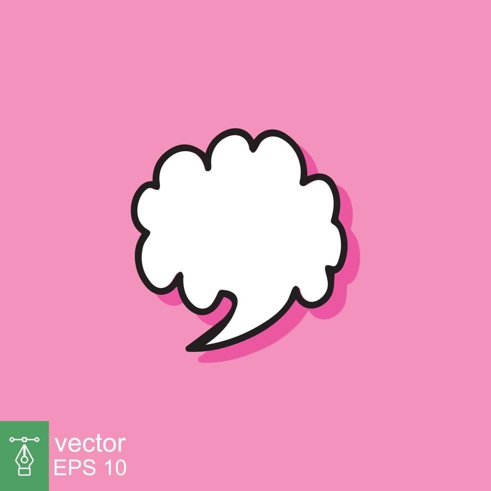 icono de burbuja de voz de dibujos animados en la nube. estilo plano sencillo. dibujado a mano, garabato, concepto de comunicación. ilustración vectorial aislada sobre fondo rosa. eps 10. vector