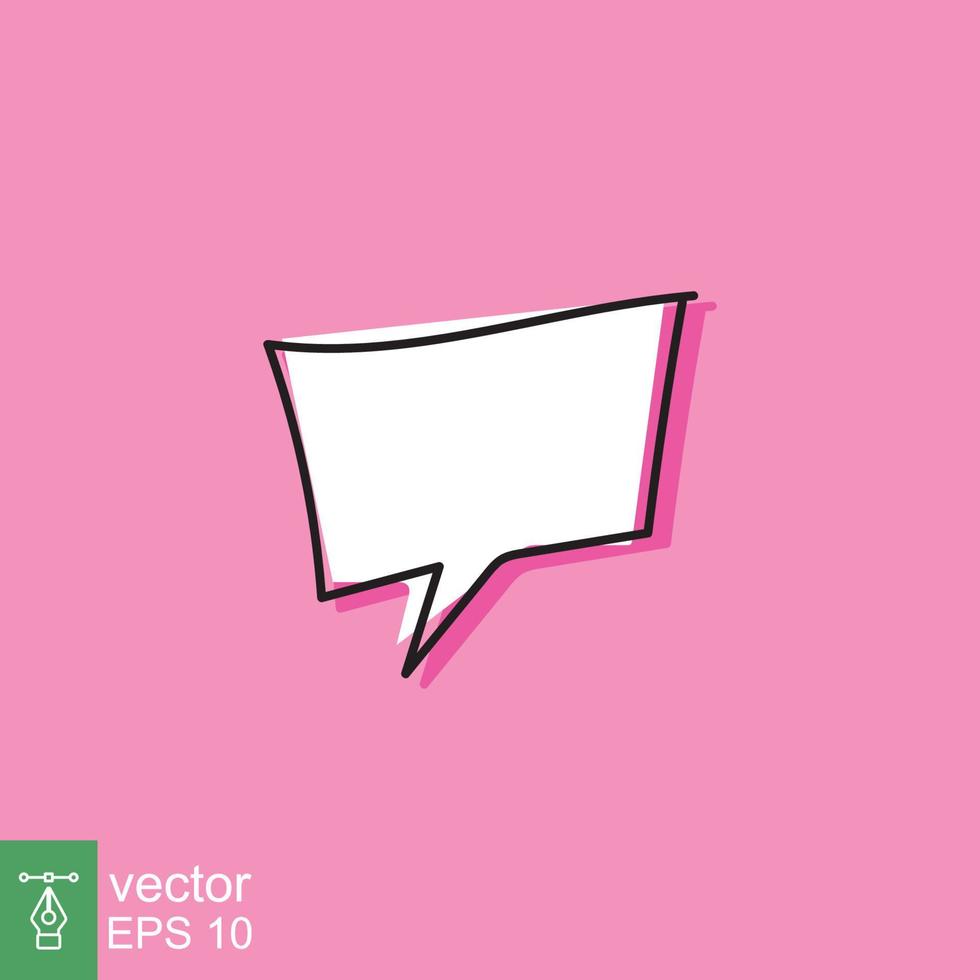 Cloud cartoon speech bubble icon. Simple flat style. Hand drawn, doodle, communication concept. Vector illustration isolated on pink background. EPS 10.