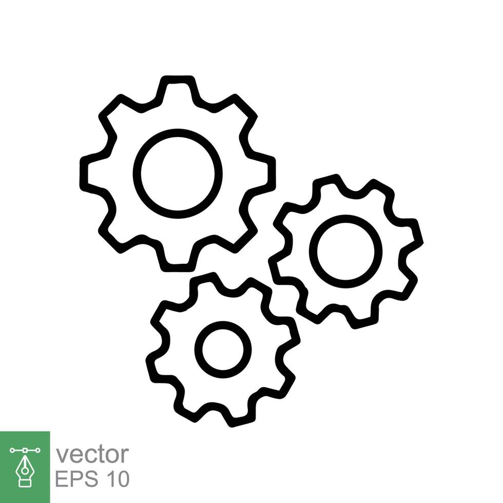 Gear icon. Cogwheel, mechanism, circle, engineering, technology concept. Simple outline style. Line vector illustration design isolated on white background. EPS 10.