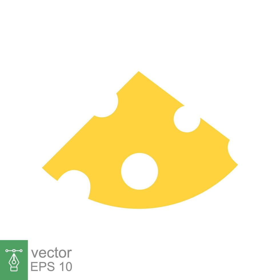 Cheese icon. Simple flat style. Slice of cheese, yellow piece of cheddar cheese, food concept. Vector illustration isolated on white background. EPS 10.