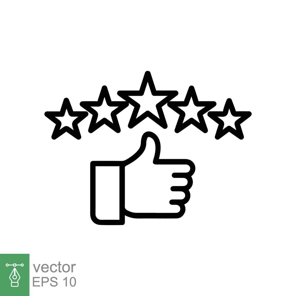 Customer review icon. Simple outline style. 5 stars rate, quality rating, five stars line symbol, best service, customer satisfaction. Vector illustration isolated on white background. EPS 10.