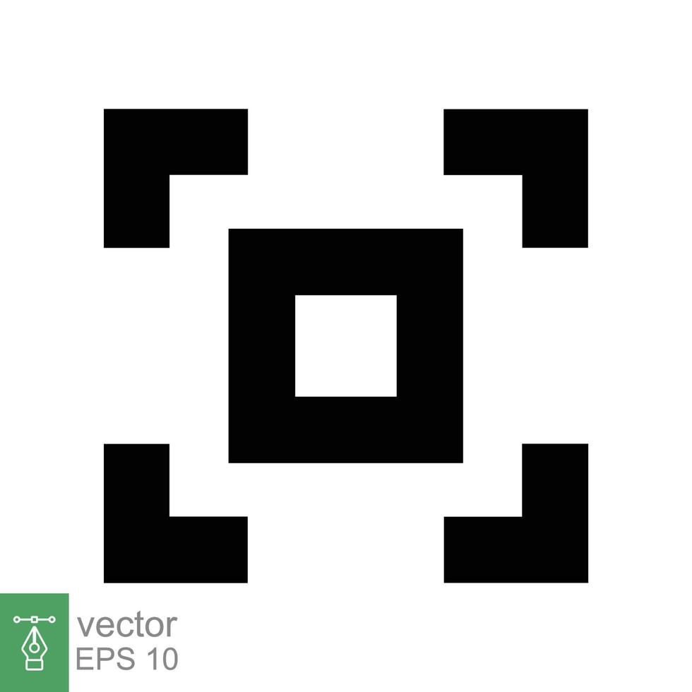 icono de objetivo de enfoque. lente de cámara de enfoque, pantalla de captura de marco cuadrado con símbolo de cruz, concepto de fotografía. estilo de esquema simple. diseño de ilustración de vector de línea aislado sobre fondo blanco. eps 10.