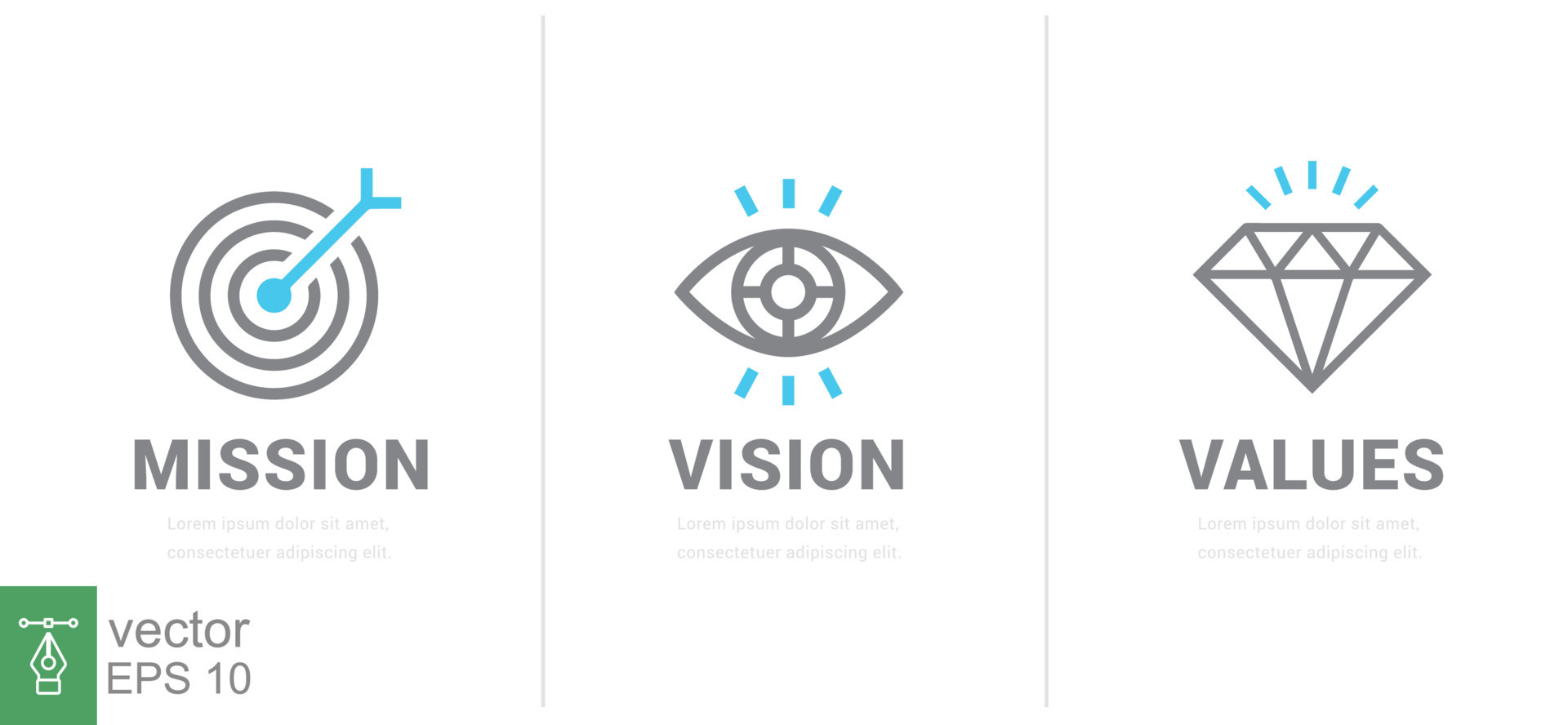 Mission vision values web page template modern flat design concept