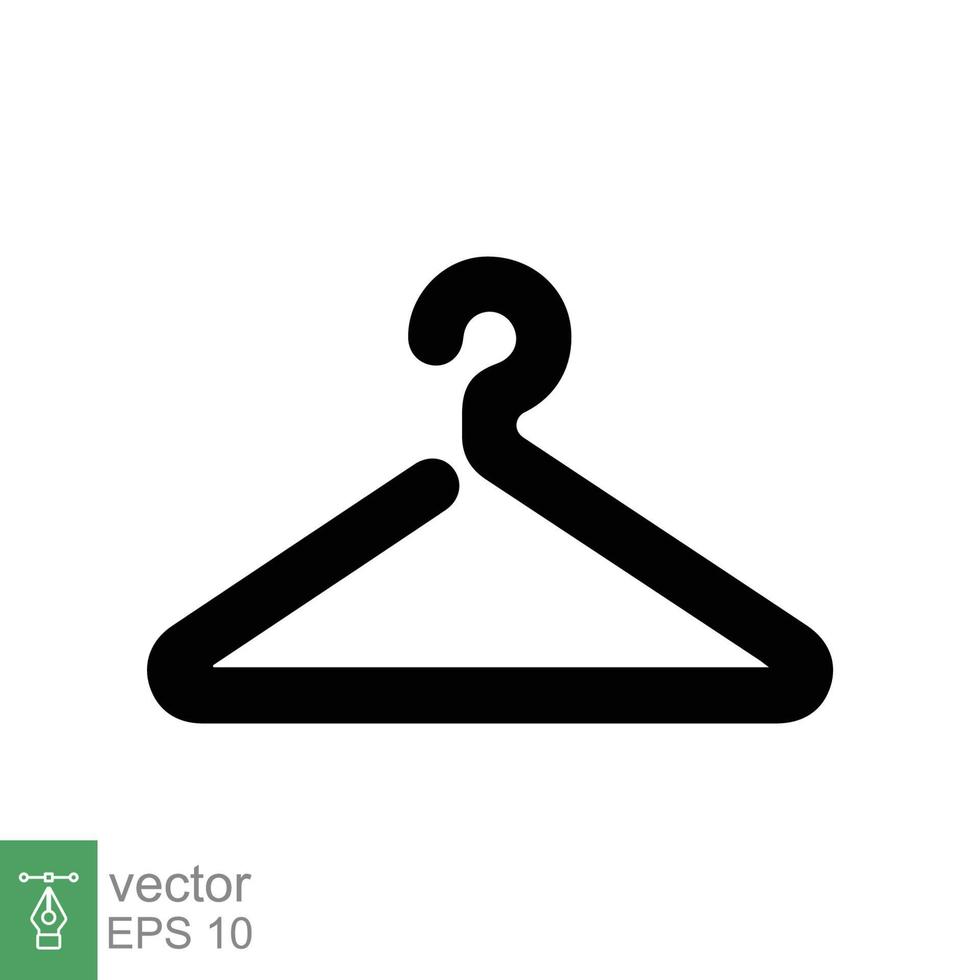 Hanger icon. Wardrobe, hanger with hook for cloth, coat, suit, dress. Rack equipment, cloakroom. Simple flat style. Vector illustration isolated on white background. EPS 10.