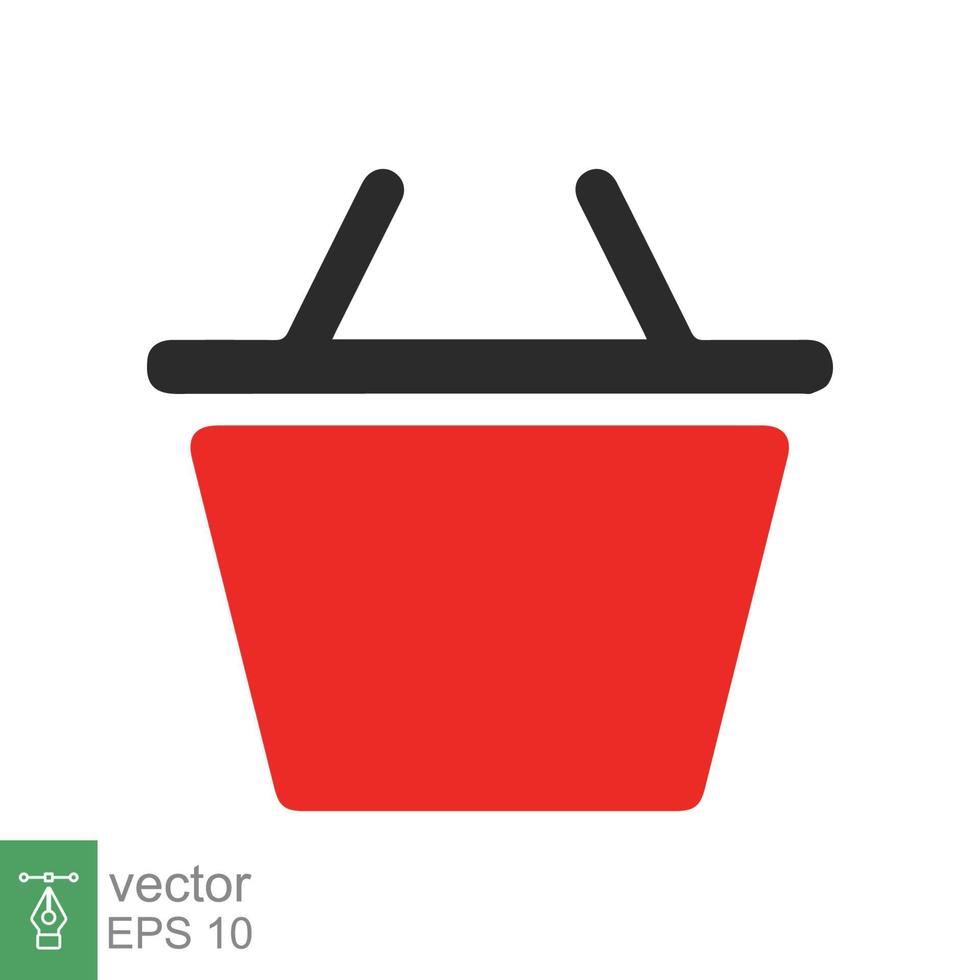 icono de la cesta de la compra. estilo plano sencillo. cesta de supermercado de plástico rojo vacía. tienda, compra, supermercado, concepto de negocio. ilustración vectorial aislada sobre fondo blancoeps 10. vector