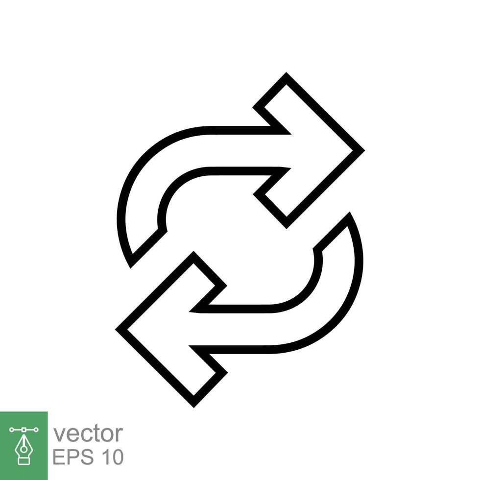 Double reverse arrow, replace icon. Simple outline style. Transfer, switch, swap, flip, change, exchange linear sign on white background. Thin line vector illustration. EPS 10.