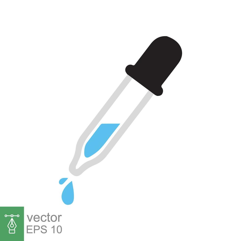 Dropper icon. Simple flat style. Pipette, eyedropper, liquid drop, medicine concept. Vector illustration isolated on white background. EPS 10.