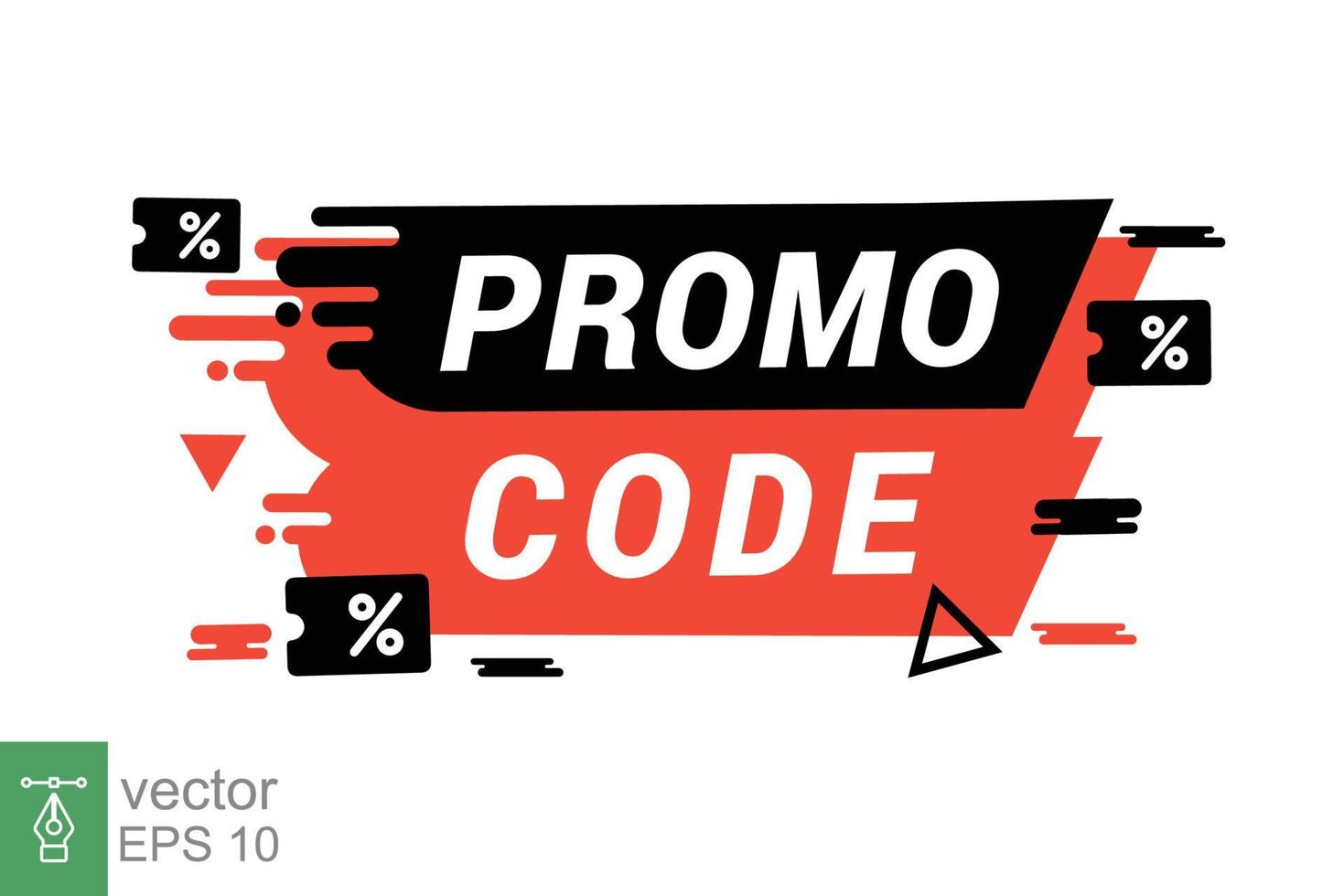 Promo code, coupon code. Discount vouchers, online shop, redeem, sale concept. Simple flat style. Vector design illustration on white background. EPS 10.