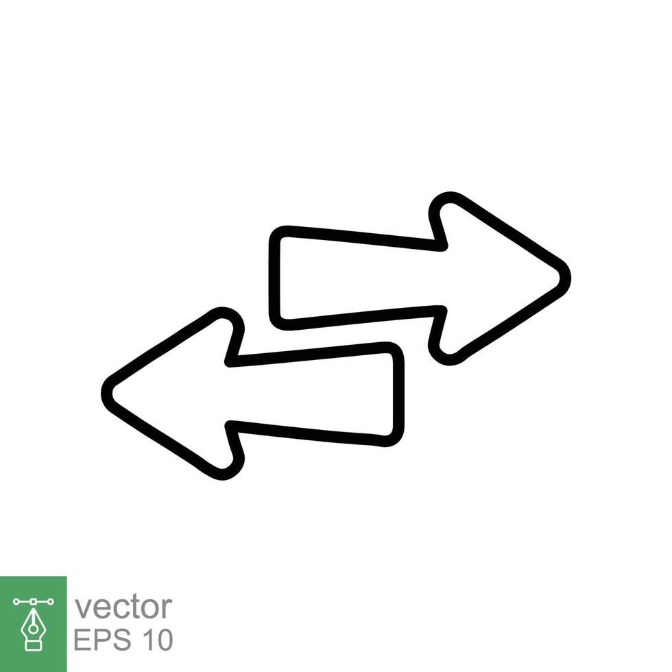 Double reverse arrow, replace icon. Simple outline style. Transfer, switch, swap, flip, change, exchange linear sign on white background. Thin line vector illustration. EPS 10.