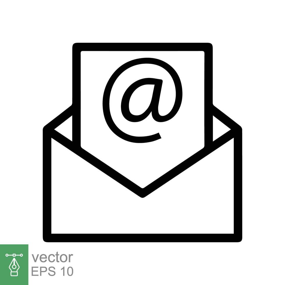 Email icon. Simple outline style. Mail, envelope, newsletter, letter receive and send, communication sign. Electronic mail symbol. Thin line vector illustration isolated on white background. EPS 10.