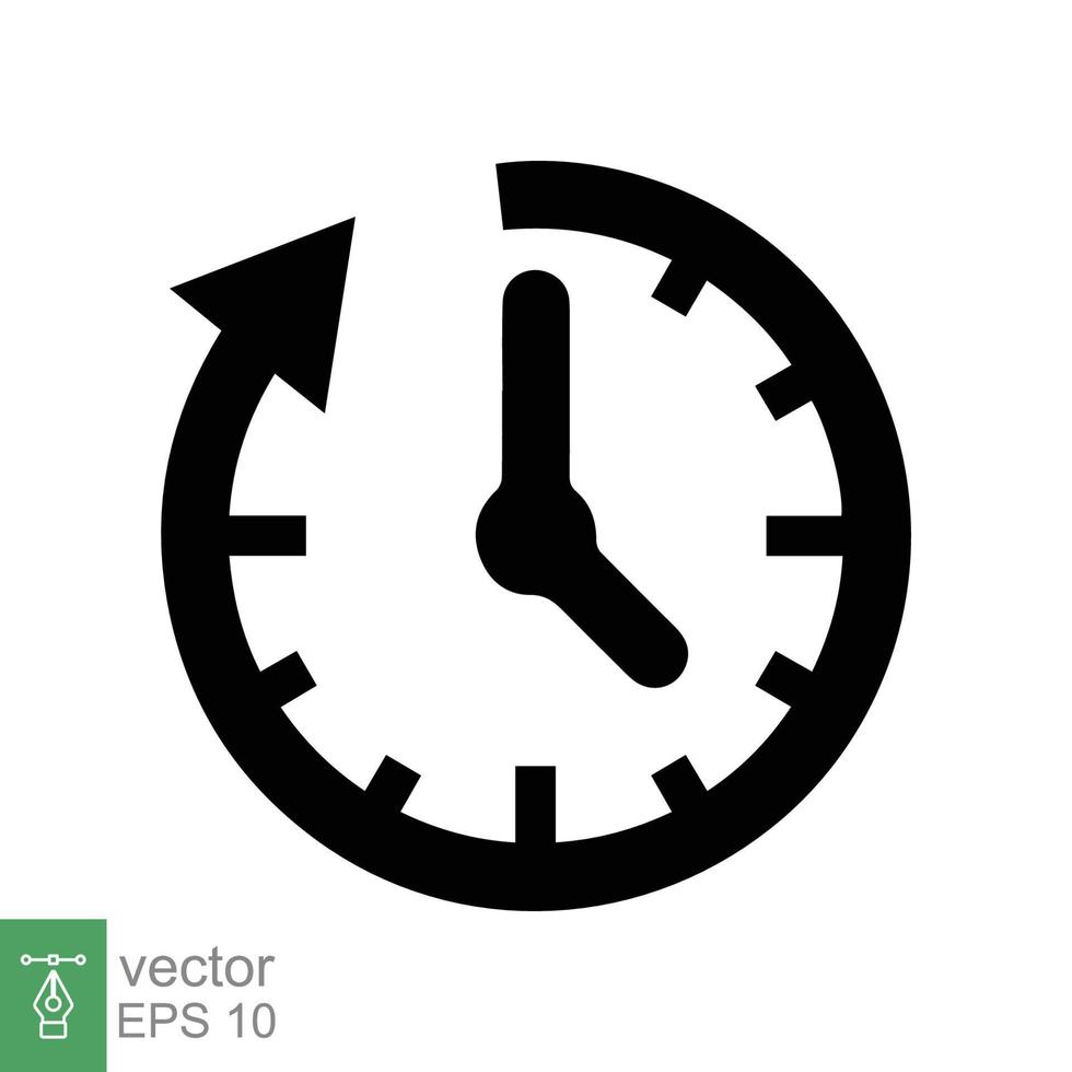 icono de paso del tiempo. estilo de esquema simple. reloj con flecha redonda, temporizador de cuenta regresiva, en el sentido de las agujas del reloj, diseño plano, símbolo de línea de reloj circular. ilustración vectorial aislado sobre fondo blanco. eps 10. vector