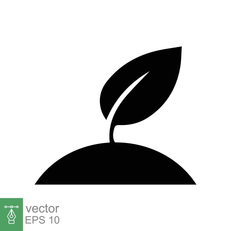 Seedling icon. Simple flat style. Seed, sapling, plant sprout, small tree growth, leaf, eco concept. Solid, glyph symbol. Vector illustration design isolated on white background. EPS 10.
