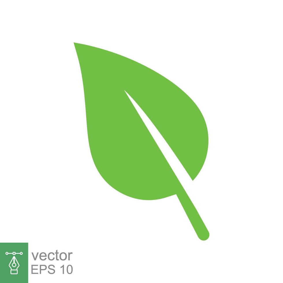 Leaf icon. Green plant, tree, nature, floral, organic, environment concept. Simple flat style. Vector illustration isolated on white background. EPS 10.