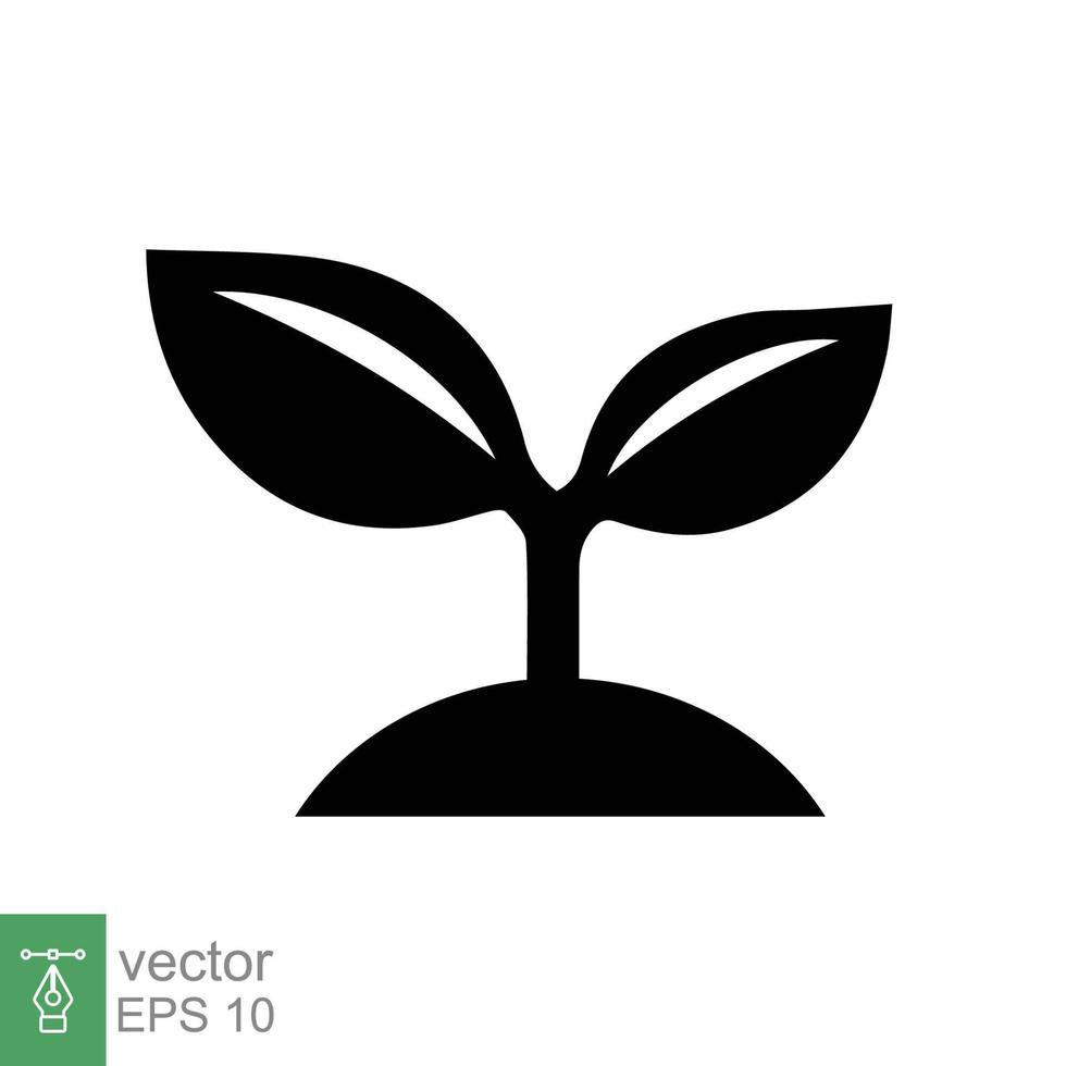 Seedling icon. Simple flat style. Seed, sapling, plant sprout, small tree growth, leaf, eco concept. Solid, glyph symbol. Vector illustration design isolated on white background. EPS 10.