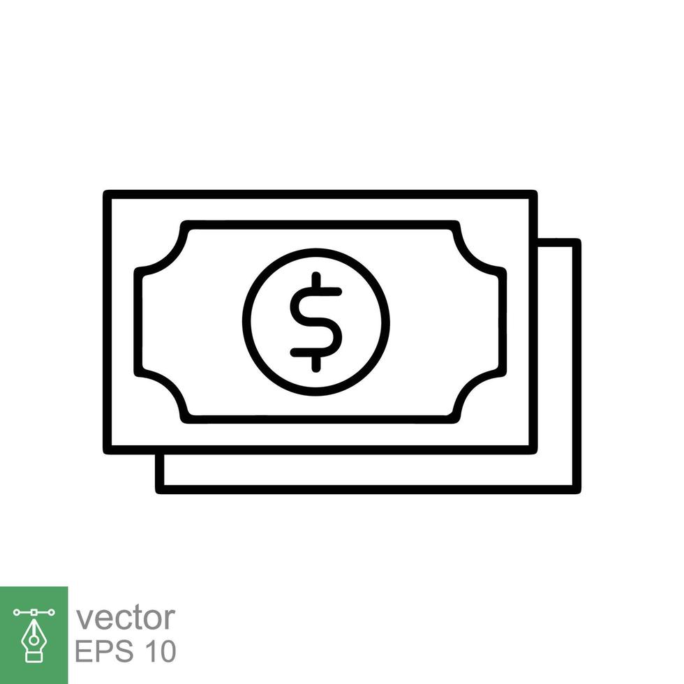 icono de dólar signo de dinero, billetes de dólar, efectivo, finanzas y banca, concepto de negocio. estilo plano sencillo. ilustración vectorial aislado sobre fondo blanco. eps 10. vector