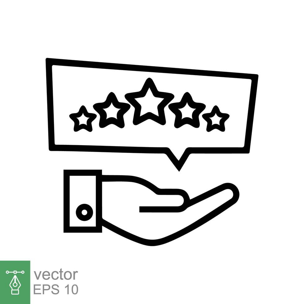 Customer review icon. Simple outline style. 5 stars rate, quality rating, five stars line symbol, best service, customer satisfaction. Vector illustration isolated on white background. EPS 10.