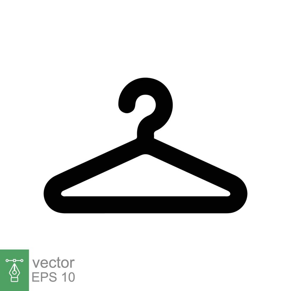 Hanger icon. Wardrobe, hanger with hook for cloth, coat, suit, dress. Rack equipment, cloakroom. Simple flat style. Vector illustration isolated on white background. EPS 10.