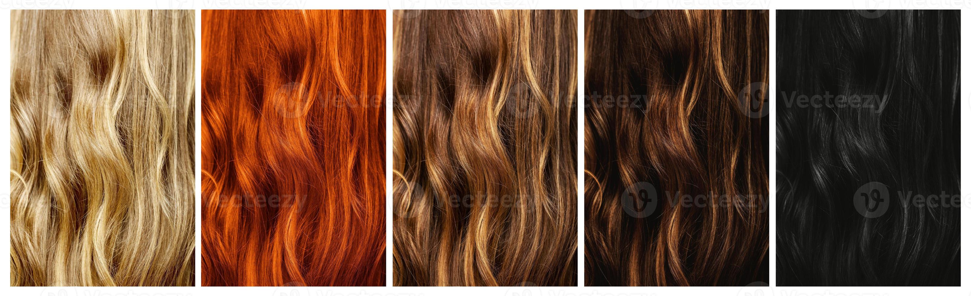 Set of different natural hair color samples. photo