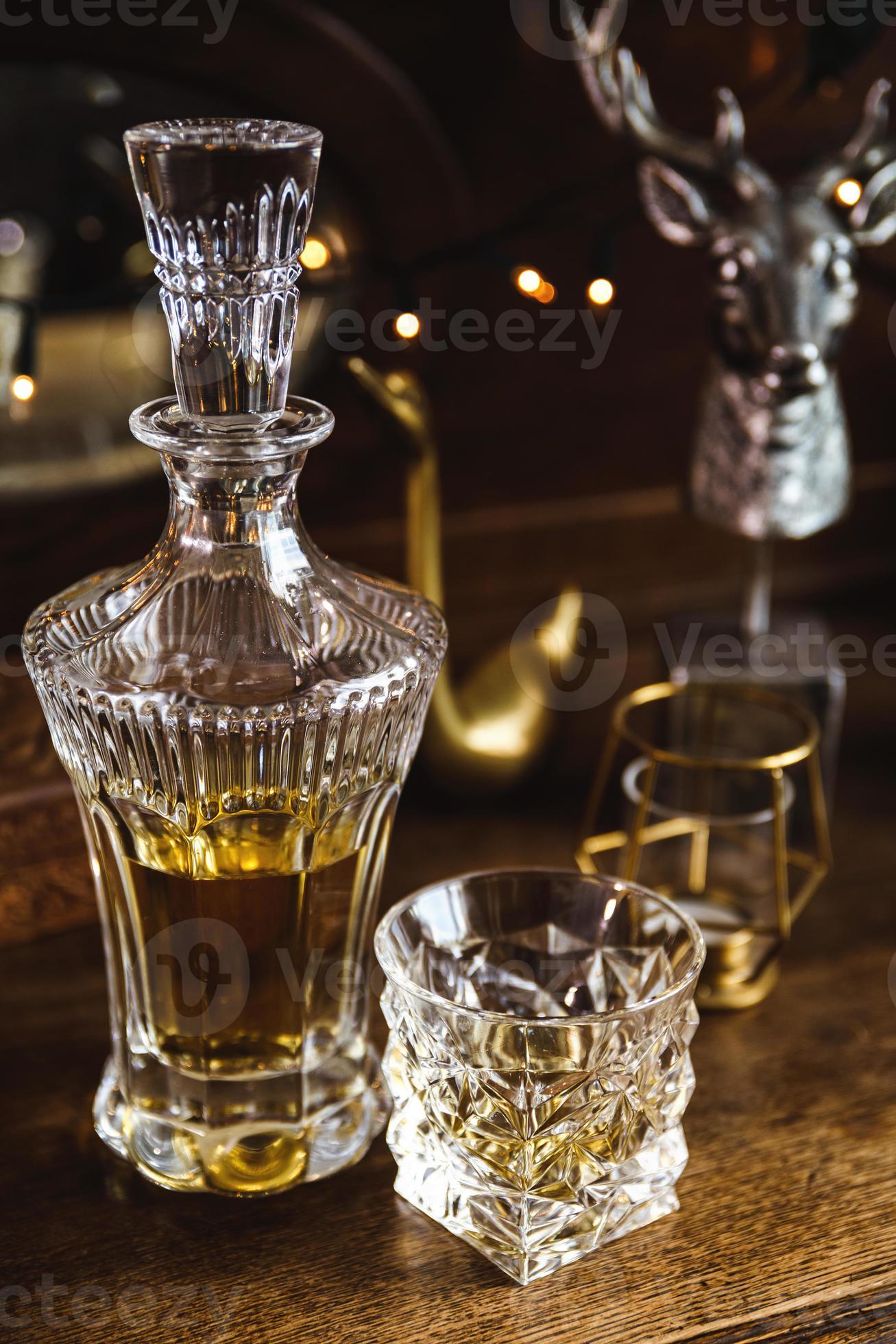 Expensive crystal decanter and glass of whiskey 16250029 Stock Photo at