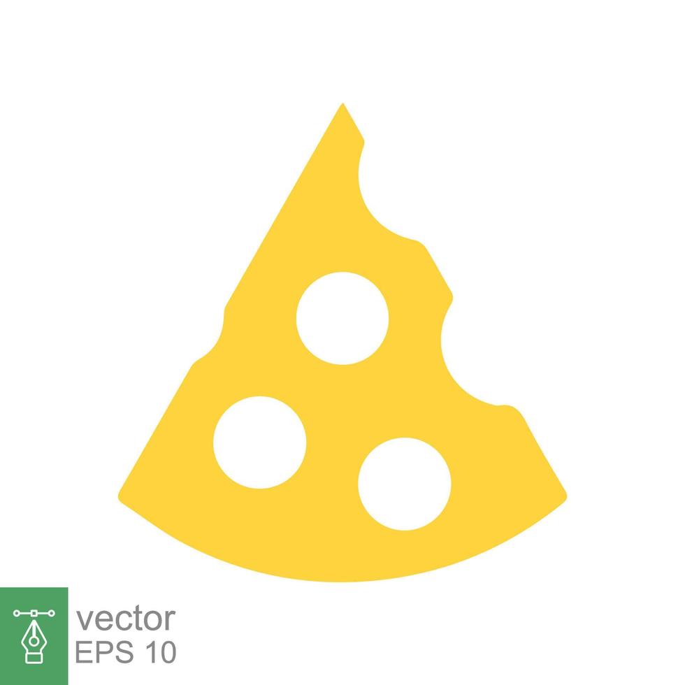 Cheese icon. Simple flat style. Slice of cheese, yellow piece of cheddar cheese, food concept. Vector illustration isolated on white background. EPS 10.