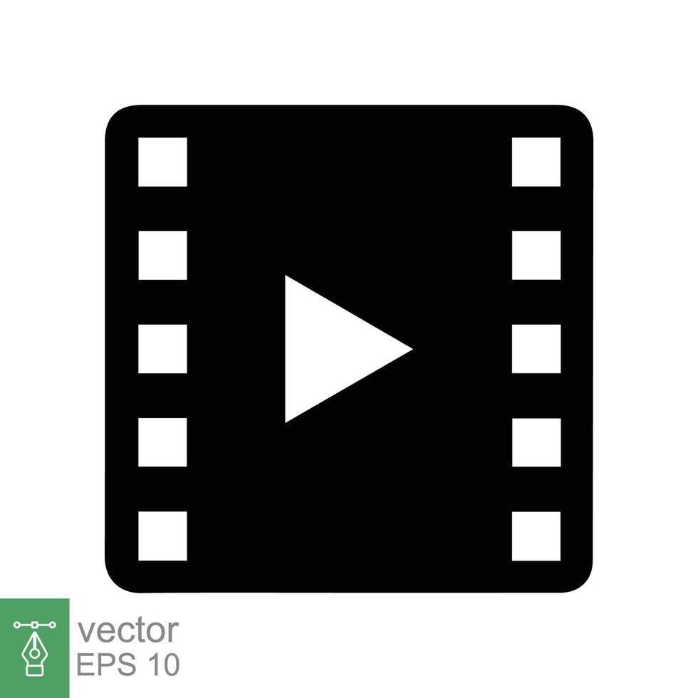 Movie, play video icon. Film reel, cinema script tape, strip, roll, filmstrip, entertainment concept. Simple flat style. Vector illustration isolated on white background. EPS 10.