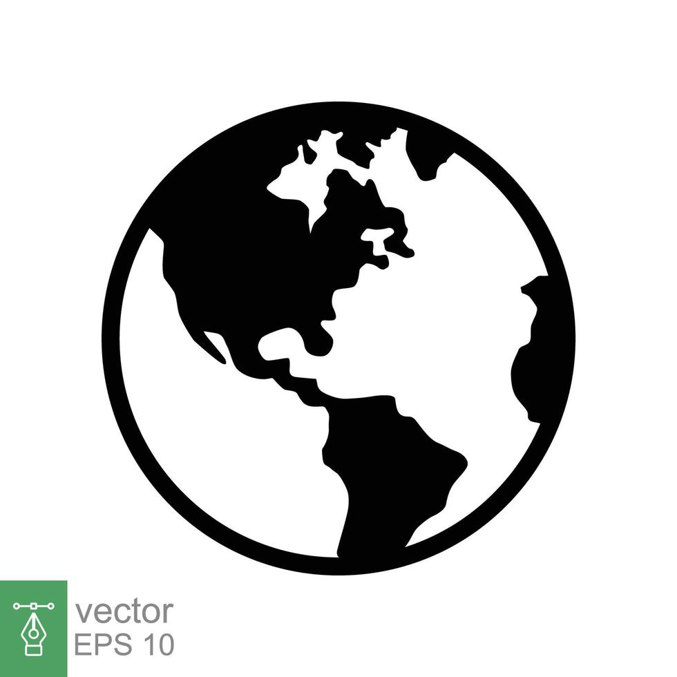 Globe icon. Simple flat style. Planet earth, world map, geography concept. Vector illustration isolated on white background. EPS 10.